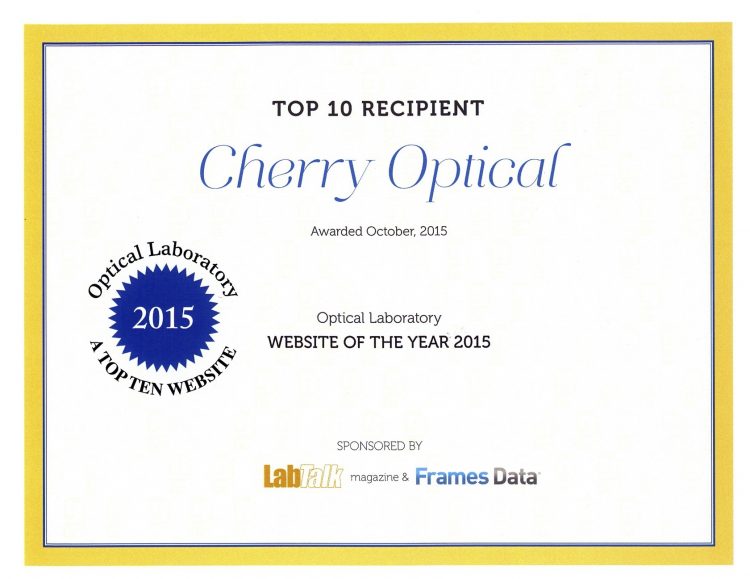 Cherry Optical, Inc - Top 10 Optical Laboratory Website of the Year