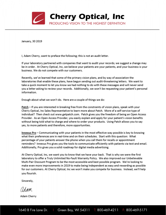 This is Not an Audit Letter - Your Patient's Are Your Patients