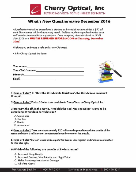 What's New Questionnaire (WNQ) - December