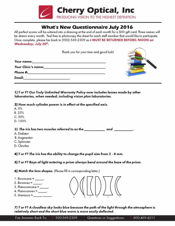 What’s New Questionnaire (WNQ) – July