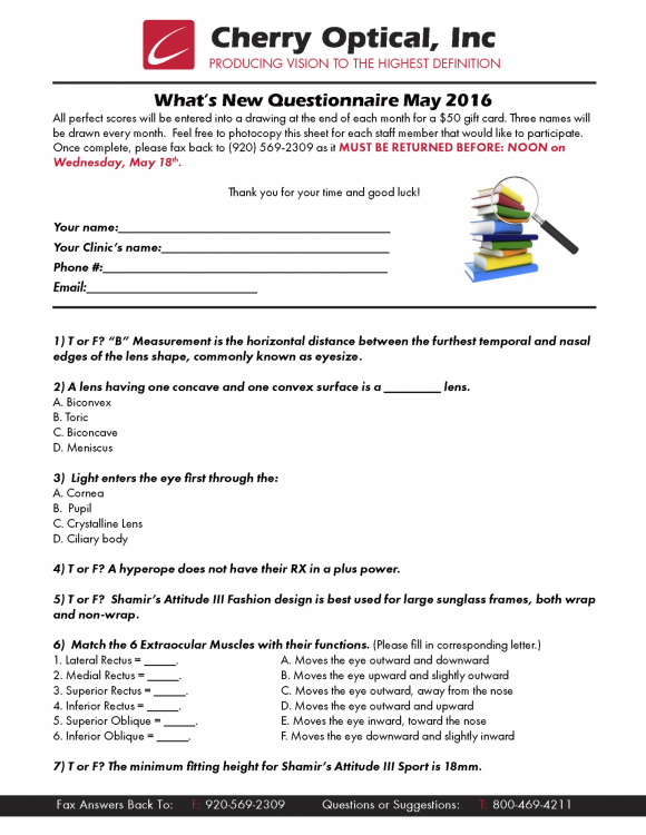 What's New Questionnaire (WNQ) - May