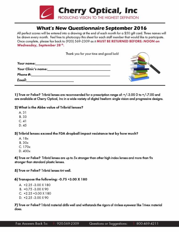 What's New Questionnaire (WNQ) - September